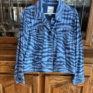 Tommy Bahama Two Palms Blue Animal Print Linen Jacket